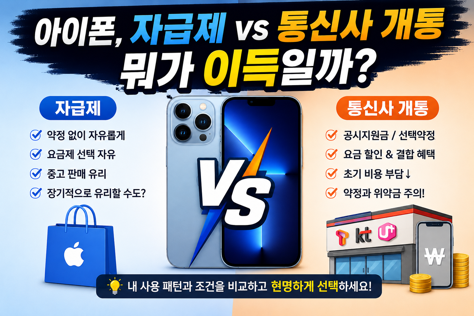 아이폰, 자급제 vs 통신사 개통 뭐가 이득일까