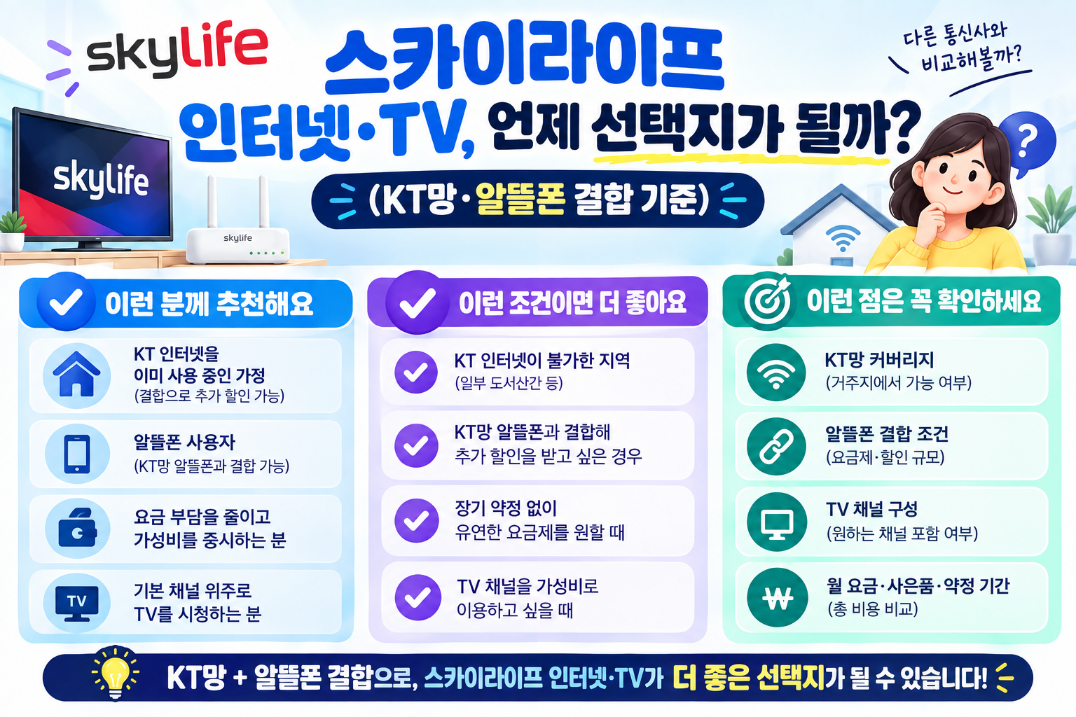 스카이라이프 인터넷·TV, 언�제 선택지가 될까 (KT망·알뜰폰 결합 기준)